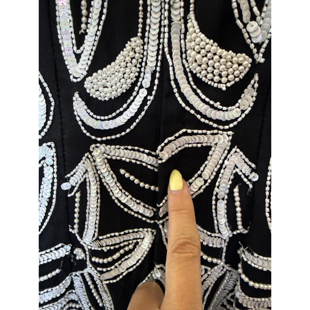 Laurence Kazar Vintage Silk Beaded HalterTop Floral Sequin Pearl Evening Blouse - Picture 4 of 7